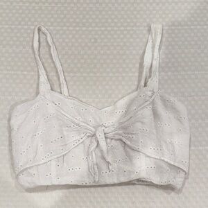 En Creme White Eyelet Crop Top